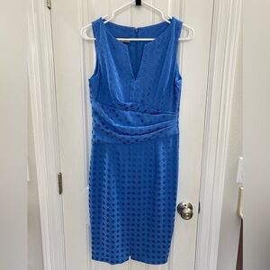 Beautiful blue Anne Klein Sheath Dress with geometric pattern